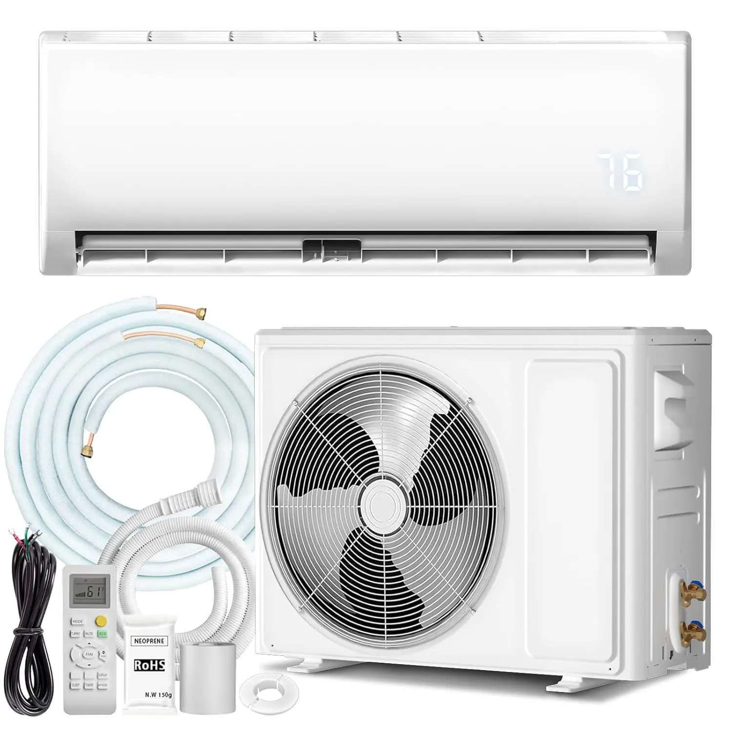 

12000 BTU Mini Split AC/Heating System with Inverter, 19 SEER2 115V Energy Efficient Ductless Wall-Mounted Air, Custom