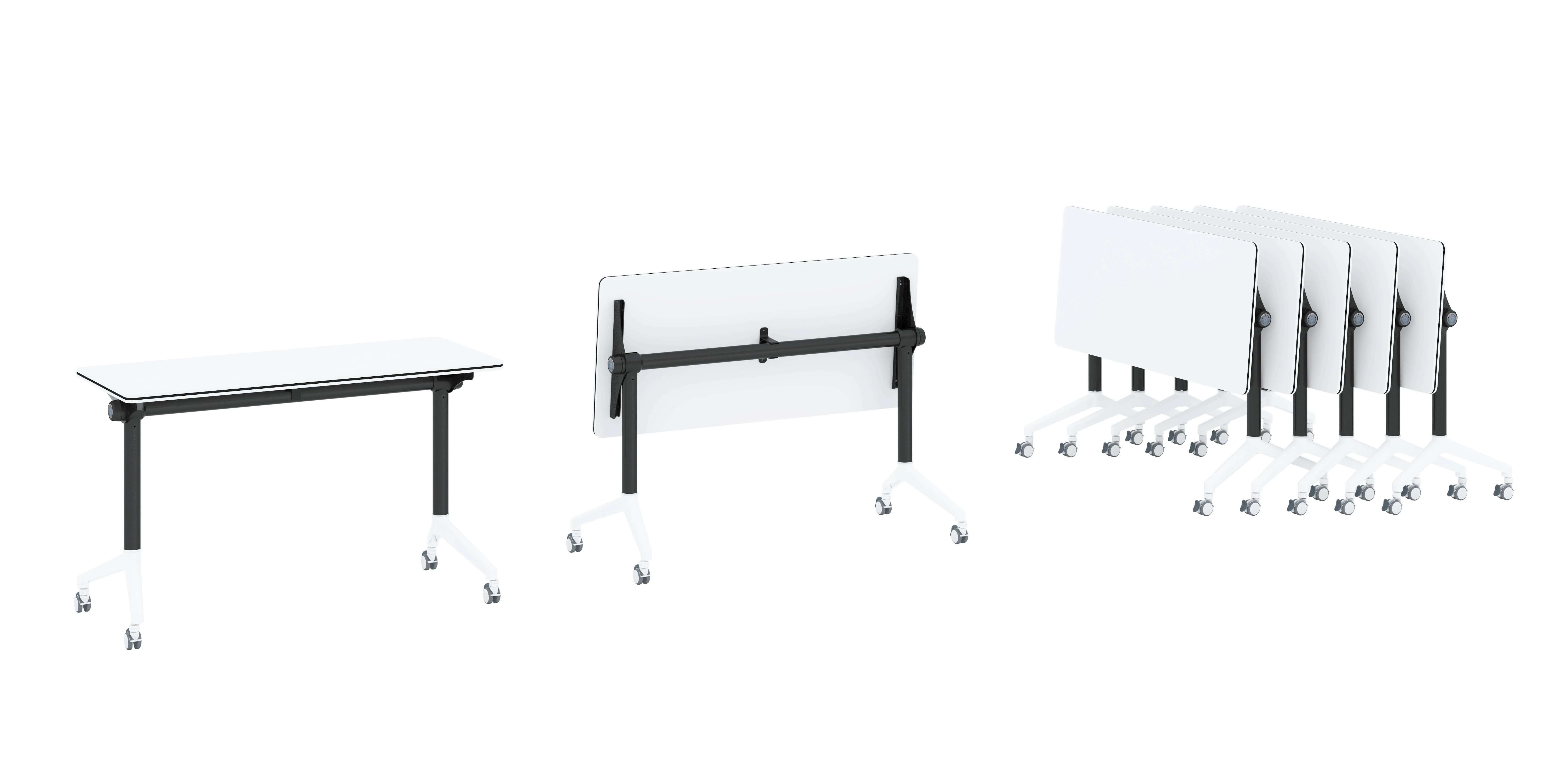 Modern Modular Office Dining Training Desk Easy-to-assemble Folding Flip Table For School Use Wooden Steel 6-Year Warranty