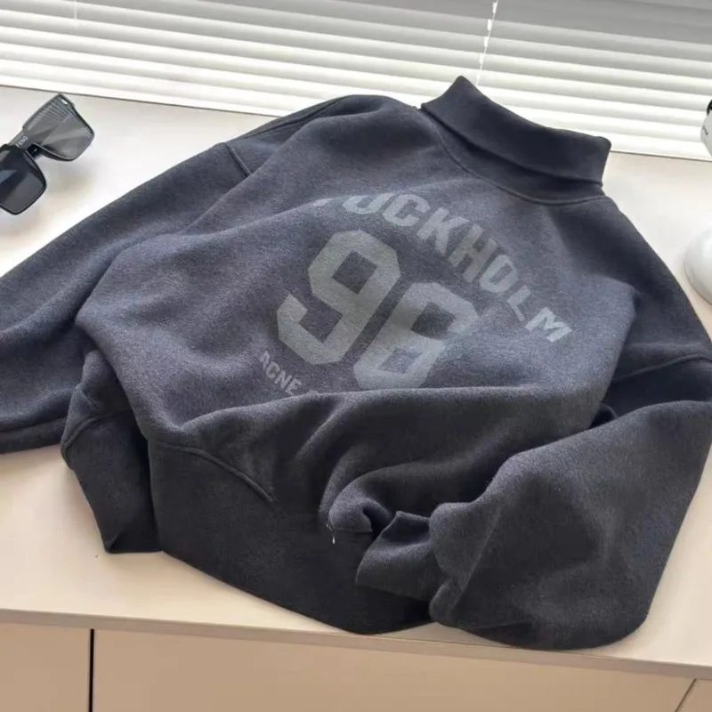 

Boys' Fleece Sweater Autumn and Winter New Children's High-necked Warm Top Bottoming Boys' Trendy Coat