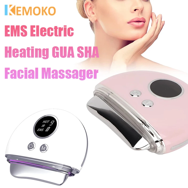 EMS Electric Guasha Massager 4 In1 LED Face Lifting Remove Edema Firming Skin Clod Heat Body Scraping Therapy Skincare Beauty