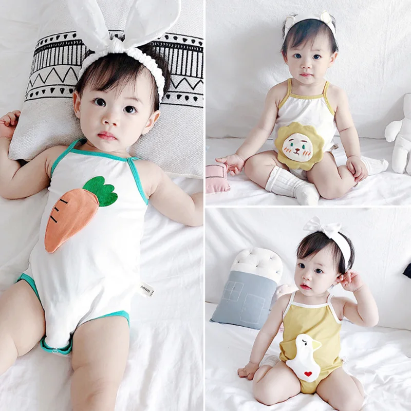 Somenie Summer Baby Suspender Fart Jacket Triangle Romper Climbing Suit Baby Girl Small Vest Sleeveless Going Out onesie