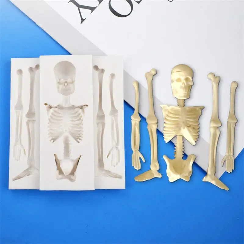 2026NEW Food Grade Silicone Skeleton Body Mold Halloween Fondant Gumpaste Chocolate Candy Clay for Spooky Cake Topper Decoration