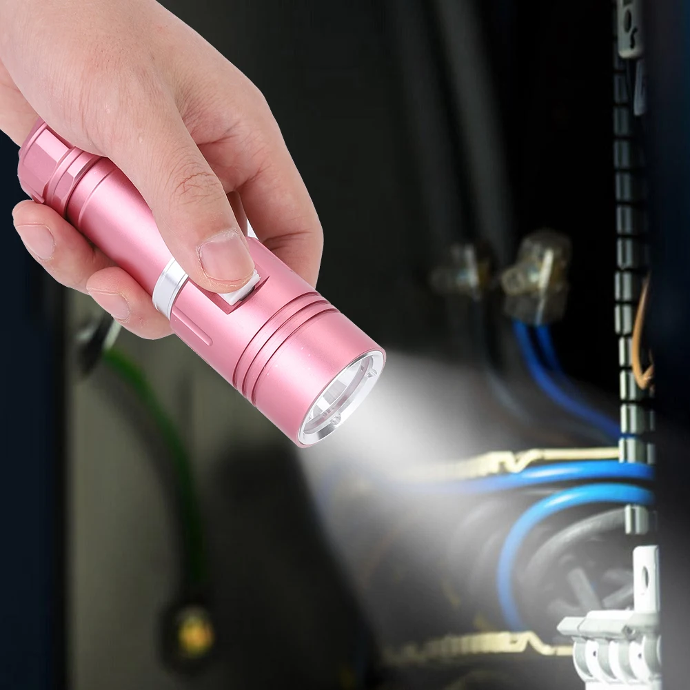 L2 LED Flashlight Torch 100M Diving Waterproof for CampingStepless Dimmingpink
