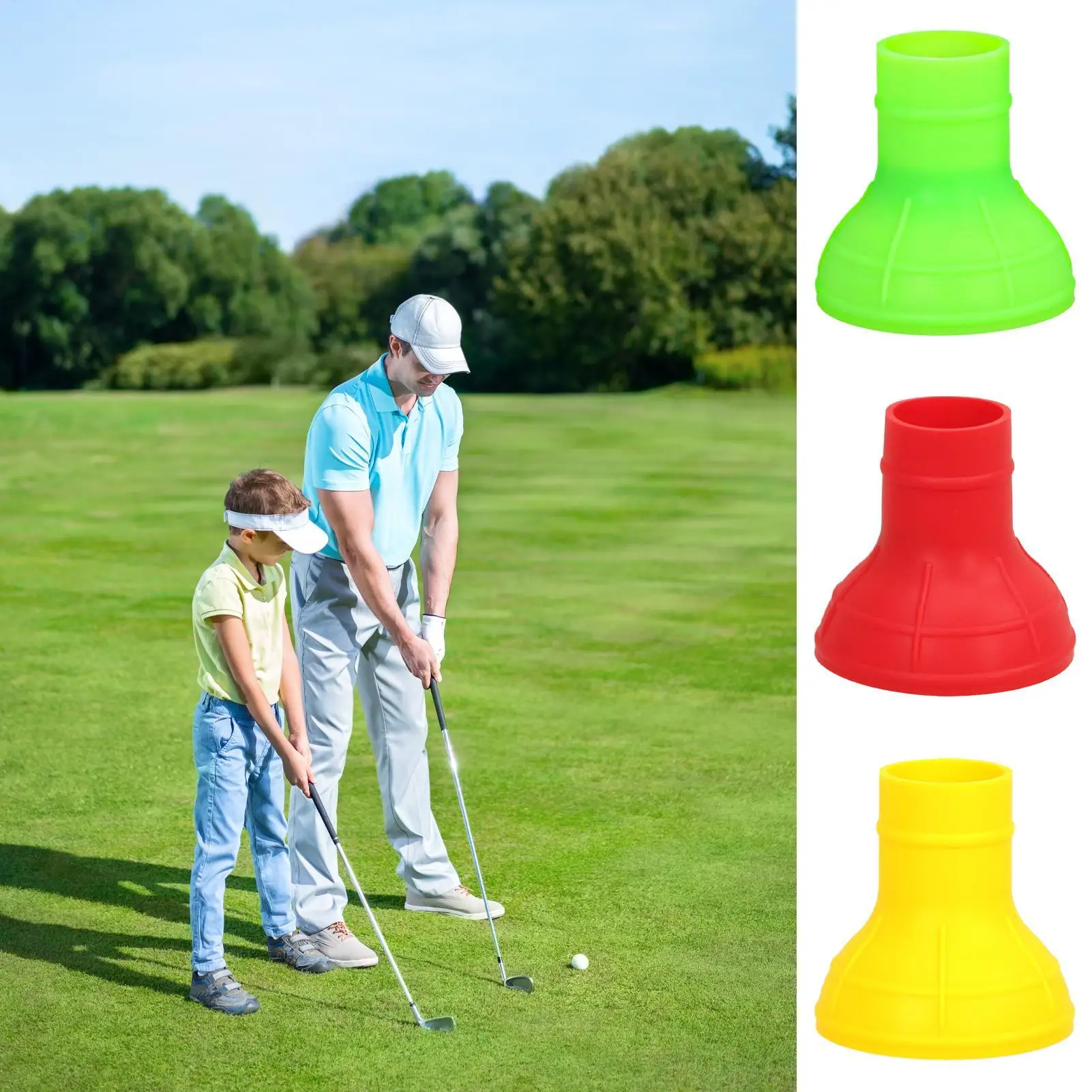 Silicone Golf Ball Pickup Cup Reinforced Ribbed Golf Ball Retriever Flexible Putter Grip Accessory for Golf Training Tool