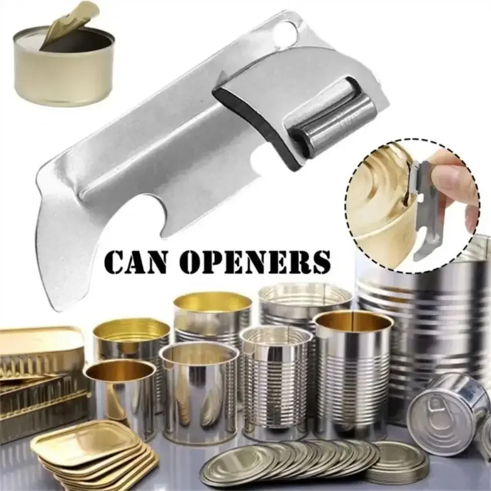 1pc Portable Kitchen Metal Stainless Steel Can Opener 2-in-1 Folding Bottles Openers Multifunctional Durable Opener Gadget Home
