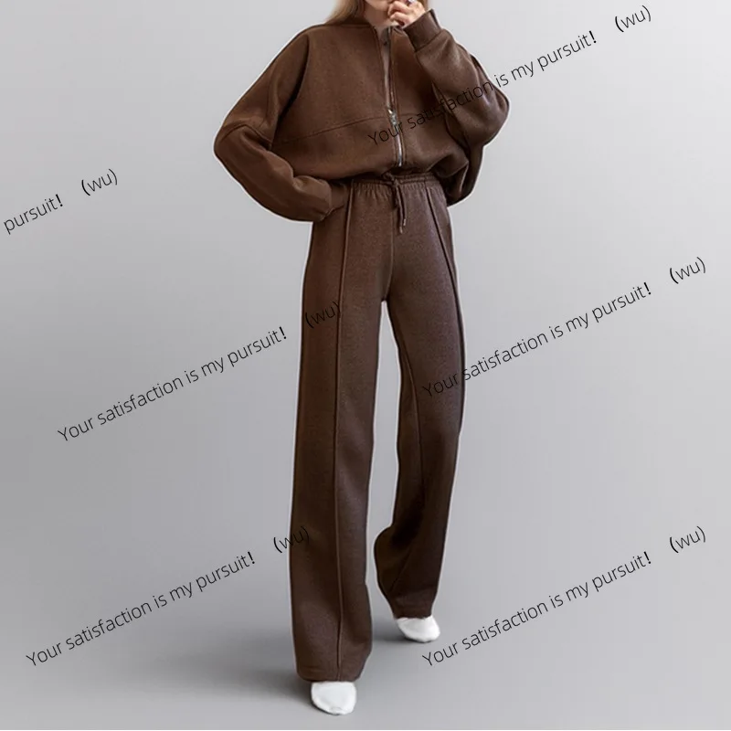 

ZOCI-Fashion однотонный повседневный свободный уличный спортивный свитер женский комплект из двух предметов