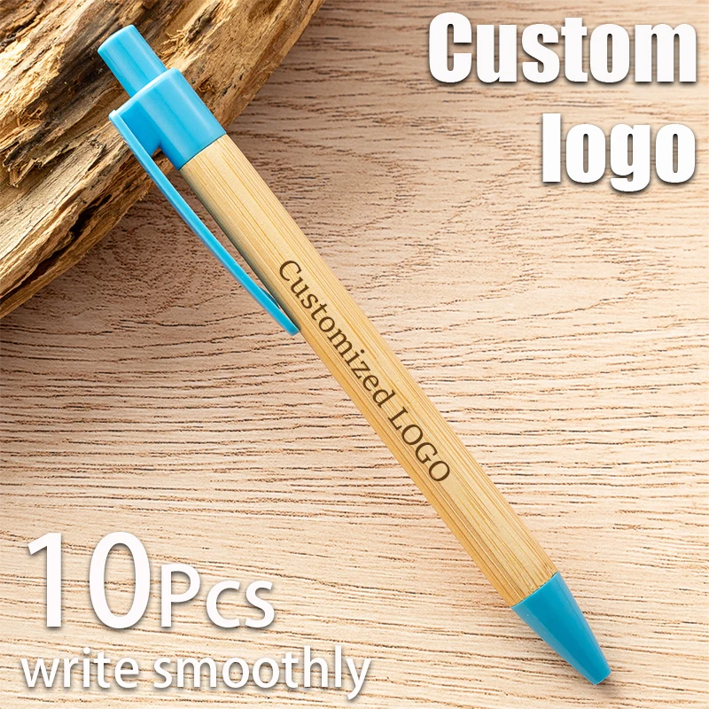 

10-150pcs Wholesale Bamboo Ballpoint Pens Customized Logo Advertising Gift Signature Pen Products Student Writing Stationery