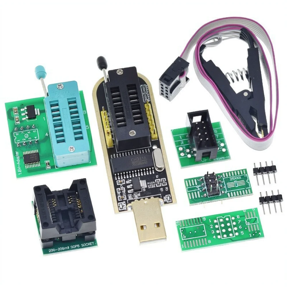 Electronic Repair Tool CH341B Programmer With SOP8 Clip Adapter For TZT Teng IC Chip BIOS Burning Flash Writing Device Set