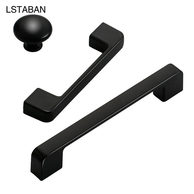 Solid Modern Simple Furniture Hardware Accessories Drawer Cabinet Door Handle American Black Cabinet Wardrobe Single Hole Knobs