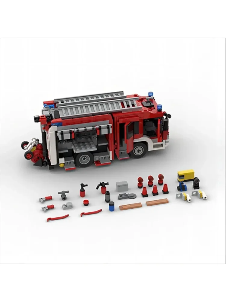 Klemmbausteine Städtisches Feuerwehrauto Krankenwagen Bausteine-Set MOC 137461 Montagemodell Ziegelstein-Sammlung Heimdekoration Kreatives Spielzeug Geschenke für Erwachsene 1019 Teile