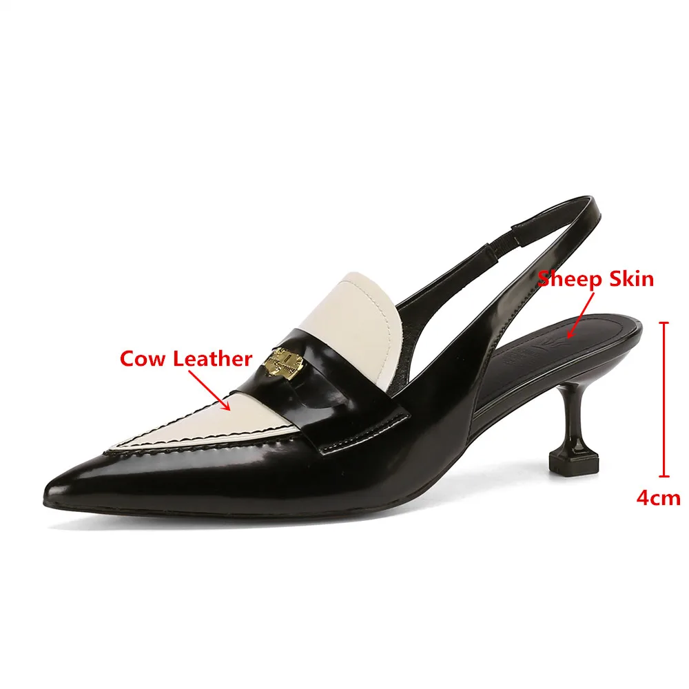 MILI-MIYA New Arrival Mixed Color Women Cow Leather Pumps Slingback Pointed Toe Slip On Thick Heels Dress Party Spring Autumn