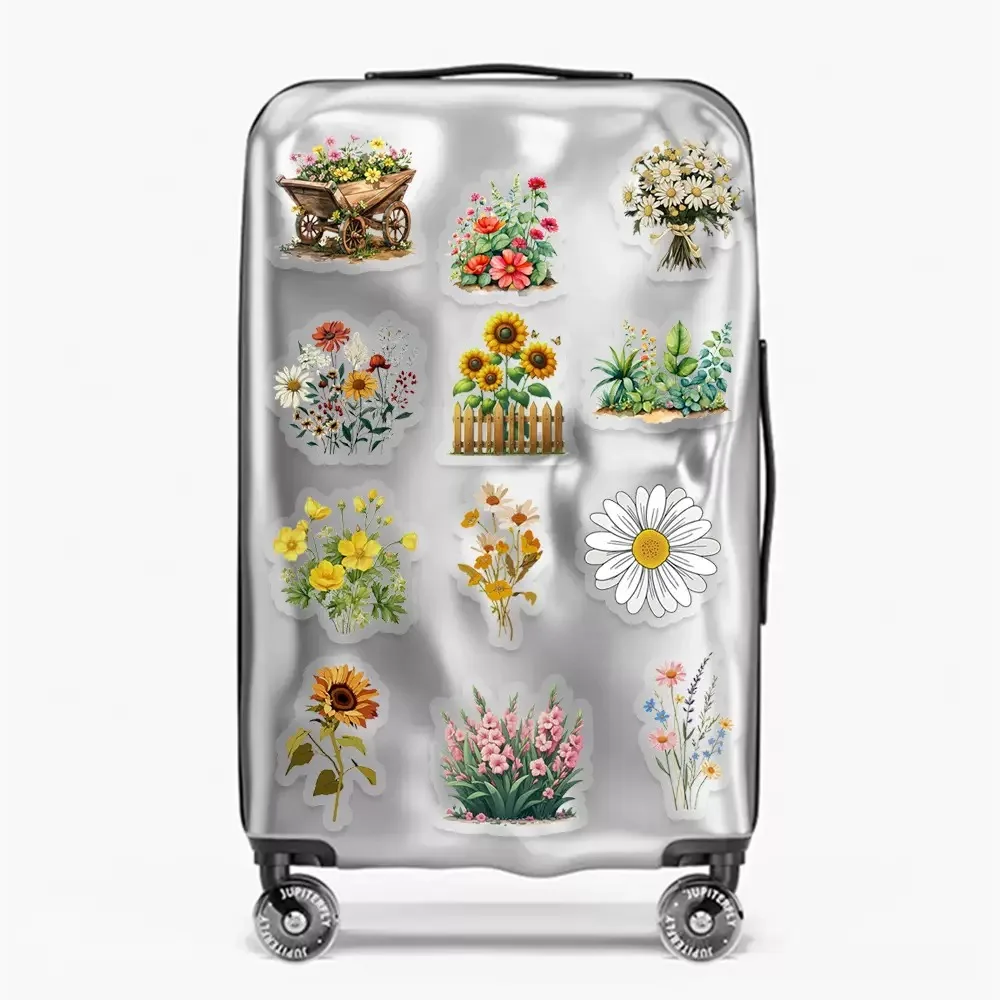 10/50pcs Transparent INS Style Flower Garden Stickers Aesthetic Natural Plants Decals Kawaii DIY Phone Stationary PET Sticker