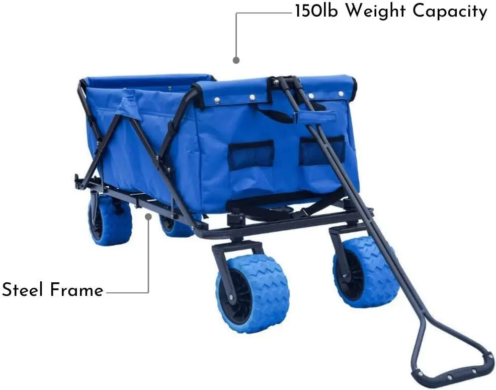 Gerobak Utilitas Lipat dengan Roda Segala Medan, Biru Royal