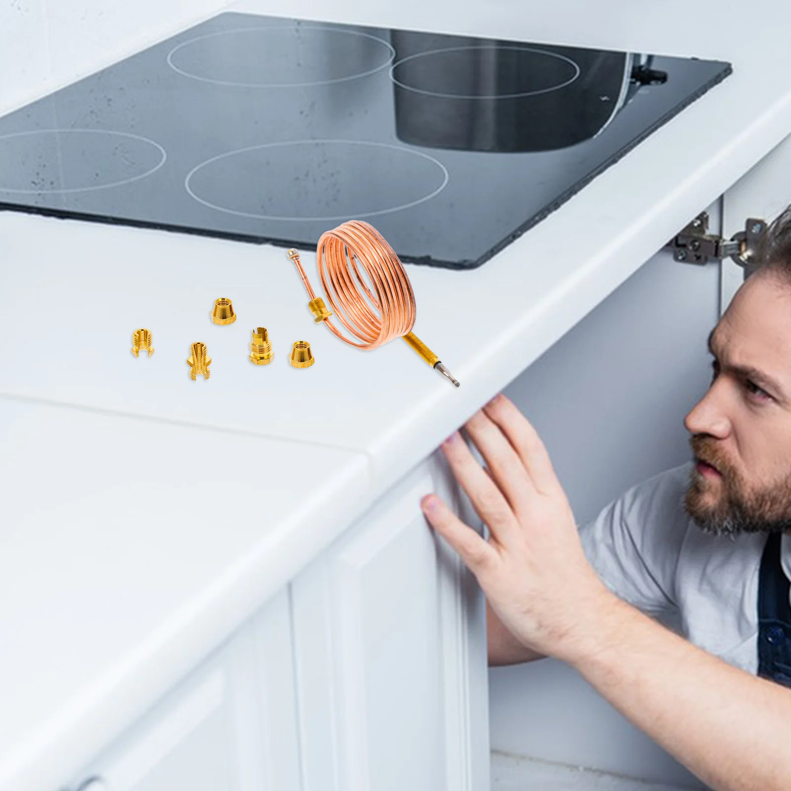 

1 set 1 Set Universal Gas Stove Thermocouple Kit Copper Sensor For Fireplace Water Heater Bbq Grill Long Life Temperature Probe