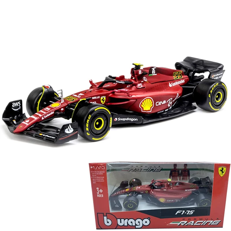 Burago 1:43 2022 Scuderia Ferrari F1-75 #16 Leclerc #55 Sainz F1 Model Formula Car Static Simulation Diecast Collection Gift