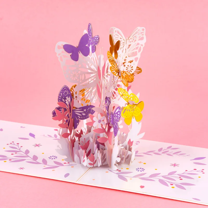 

1PC 3D Pop-up Butterfly Greeting Card DIY Handmade Custom Greeting Invitation Card Christmas Wedding Holiday Gift With Envelope