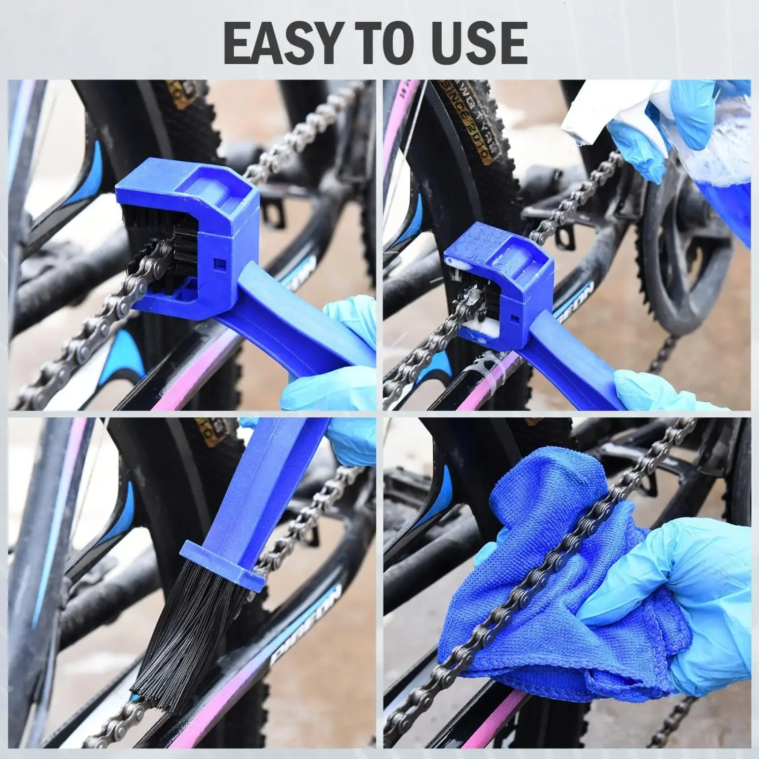 Brosse de nettoyage de chaîne de moto Portable, brosse de nettoyage de vélo, outils de véhicule électrique, brosse de chaîne, volant d'inertie, lave-brosse