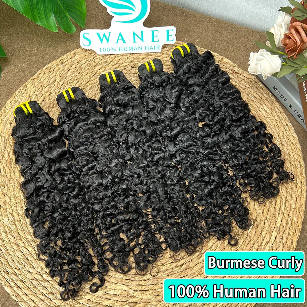 

Натуральные кудрявые пучки волос из Бирмы, необработанные вьетнамские пучки волос из Бирмы, 100% натуральные волосы без обработки, двойная трессировка, для наращивания и плетения.