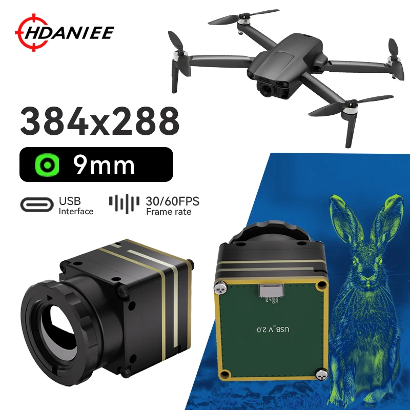

USB Thermal Imaging Camera 384x288 Infrared Night Vision Module 9mm Focal Length Infrared Thermal Imaging