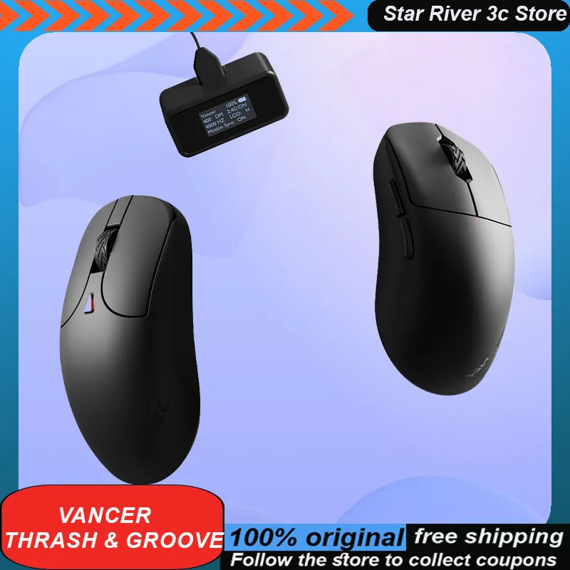 

Vancer Thrash & Groove Wireless Mouse Nordic 52840 Chip Paw3395 Screen Display Receiver 8k Customized Laptop Gaming Mouse Gift