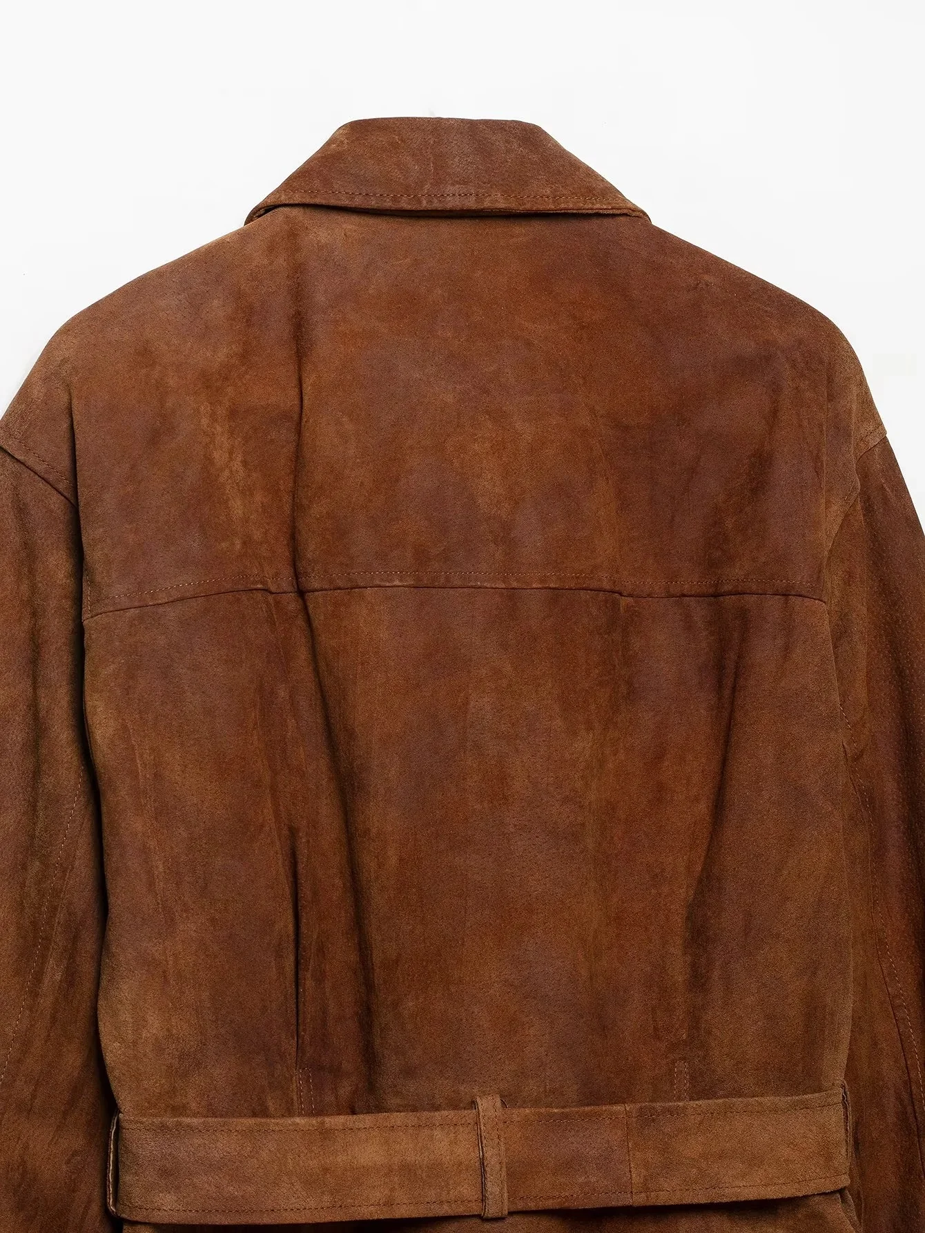 KONDALA Vintage Casual Damen Wildlederjacke mit Knöpfen, Gürtel und Taschen, Modische Jacke für Herbst/Winter 2026, Streetwear, Bürojacke für Damen – Detail 10