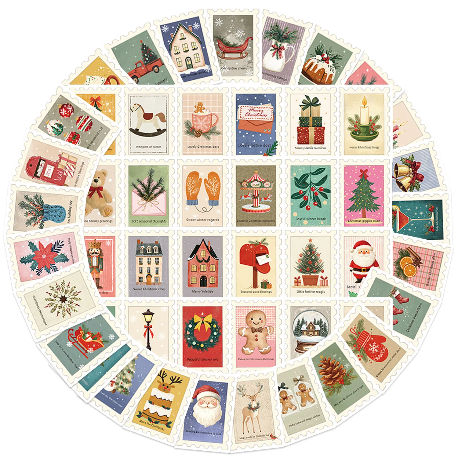 50PCS Stamp Christmas Series Sticker Set DIY Phone Case Laptop Guitar Computer Decoration Waterproof Stickers