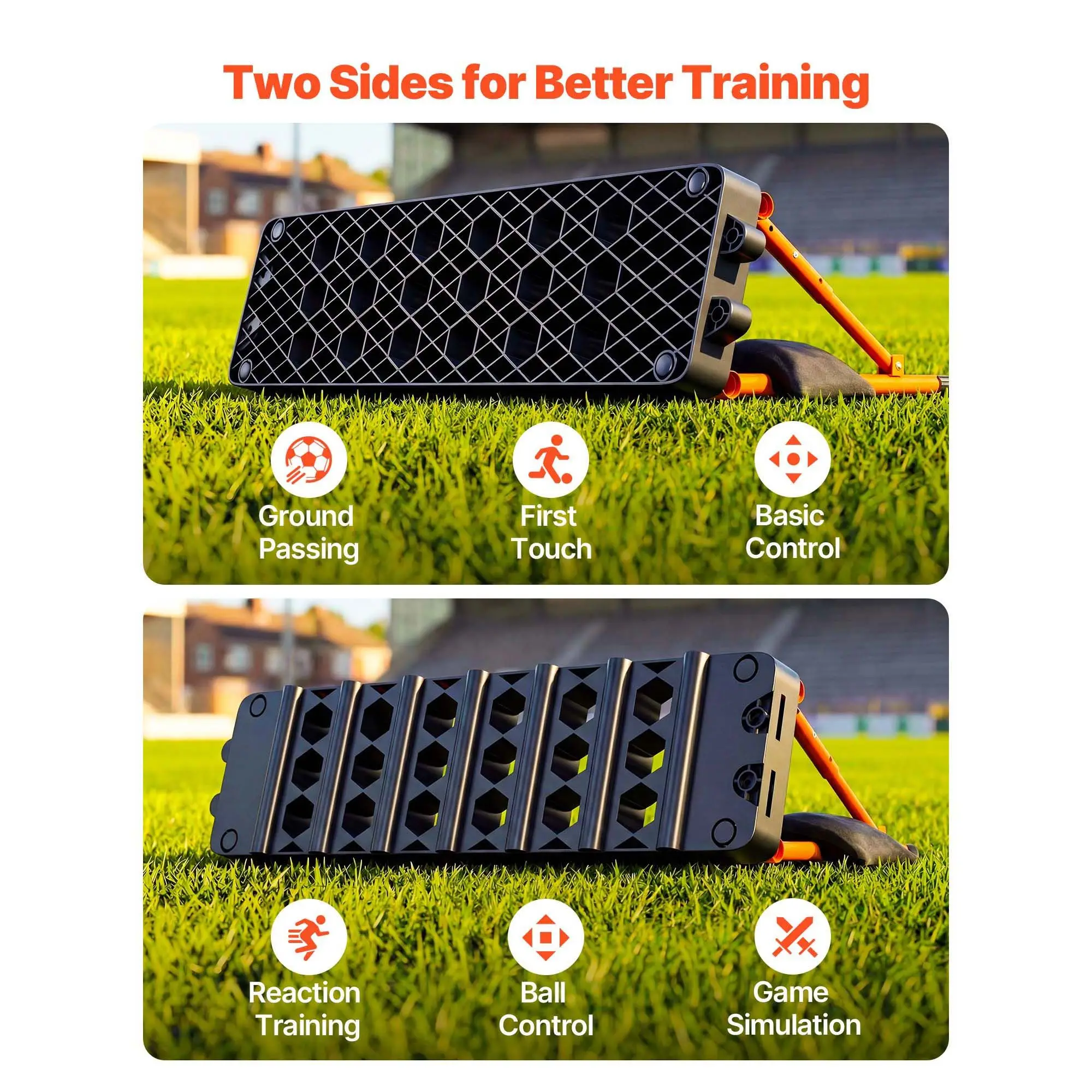 Soccer Rebounder Board, 37.4 x 9.8 in Portable Soccer Rebound Wall, Dual Surface Sports Kick Back Trainer, 3 Adjustable Angles,