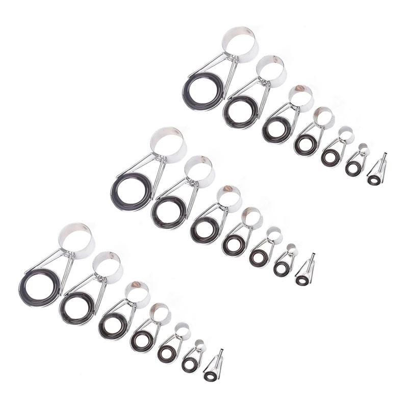 21 stuks hengelgeleiders tip 7 maten telescopische tip reparatieset lijnringen ogen set