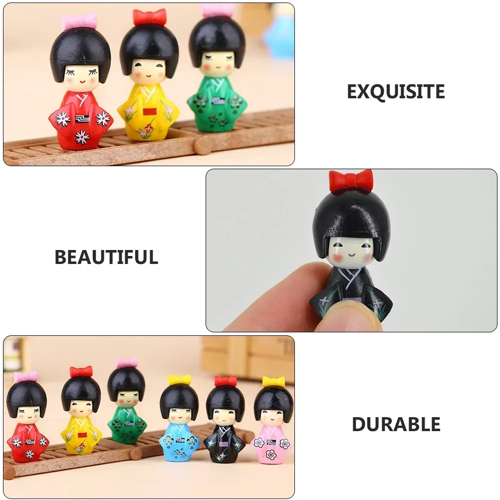 Kimono Japanese Kokeshi Dolls Miniature Girls Geisha Figurines Landscapemicro Ornaments Mini Girl Day Figurine Traditional Japan