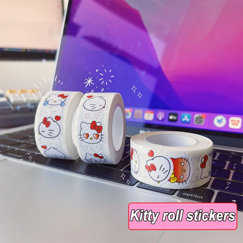 500Pcs/Roll Sanrio Stickers Laptop Hello Kitty Kuromi Graffiti Decals Kid Toy Skateboard Luggage Decoration Cartoon Sticker Gift