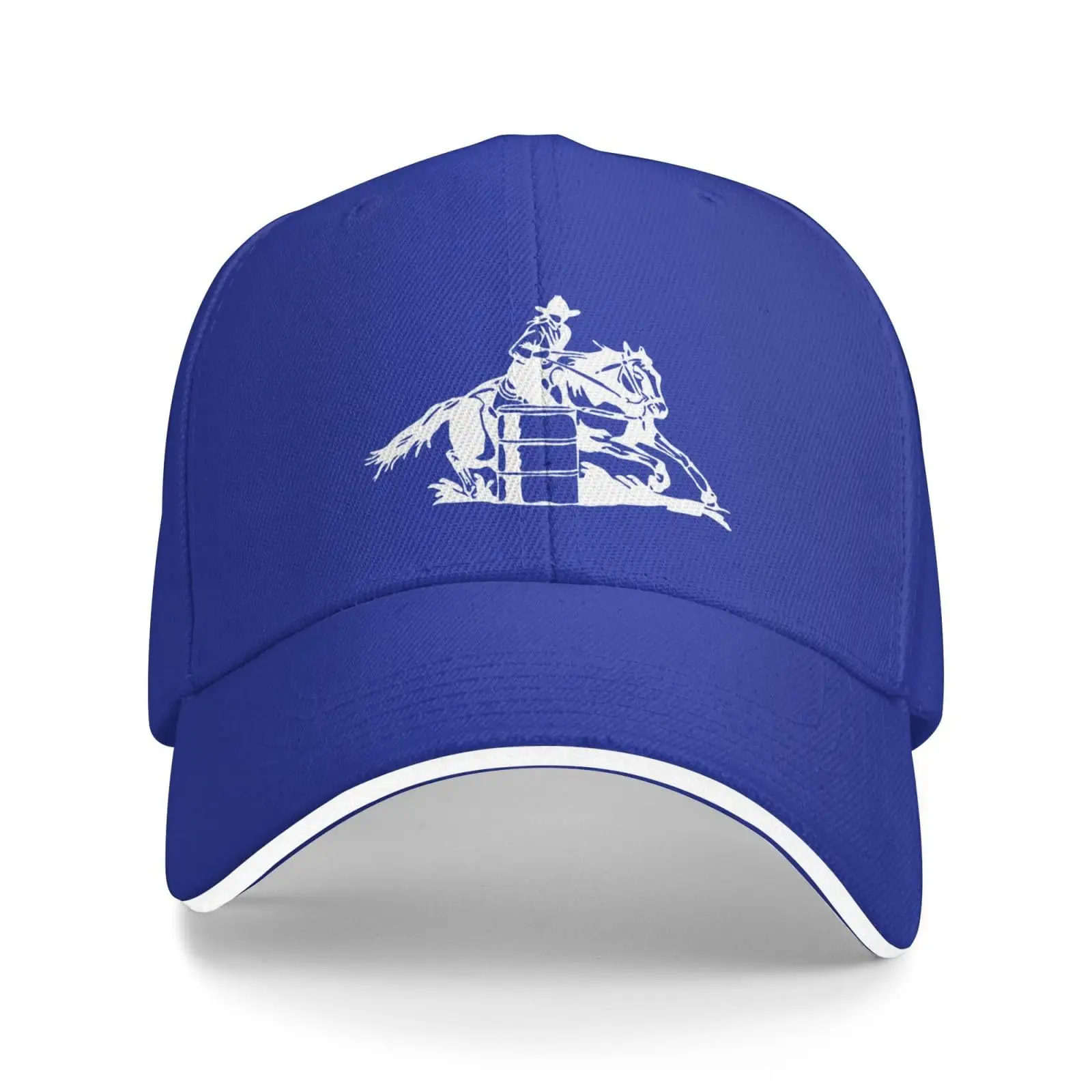 Barrel Racing Cowgirl Rodeo Horse Blue Dad Hat Trendy Adjustable Baseball Cap Hip Hop Sun Hats for Men Women