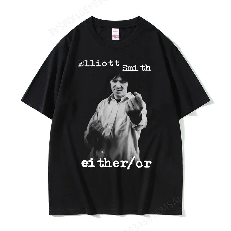 Classic Vintage Singer Elliott Smith Male Oversized T-shirt Either/Or Graphic Print Tshirt Men Women Casual Pure Cotton T Shirts