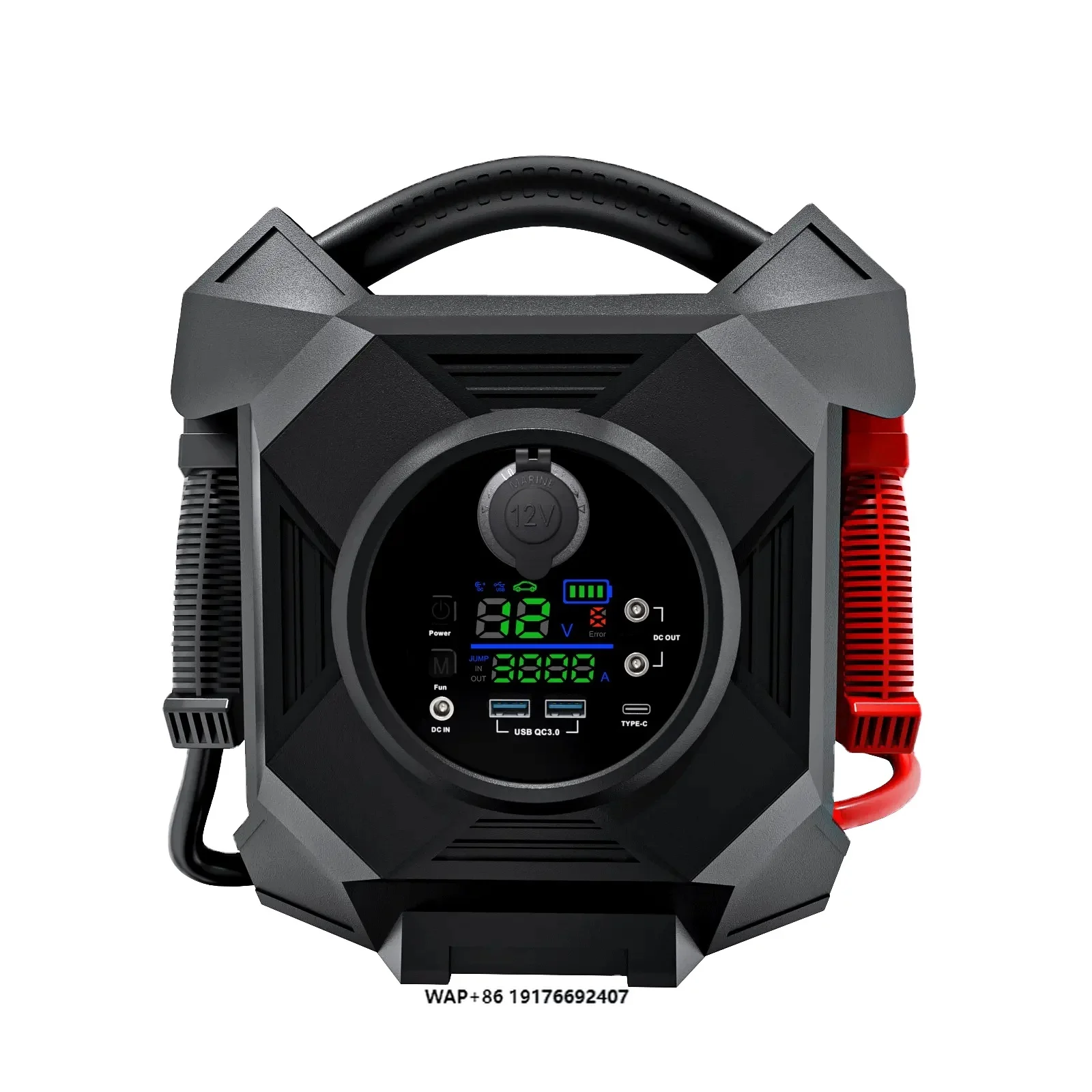 

Portable High Capacity Multi-function 6000A Car Booster Jump Starter Power Bank New Design for Truck Motorcycle with LED Light