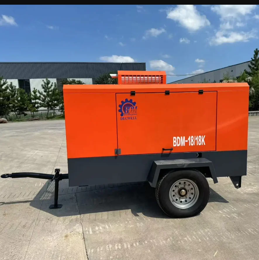 BDM-18/18 Lubricated Diesel Engine Portable Screw Air Compressor 260psi 639CFM For Well Borehole Drilling Rig