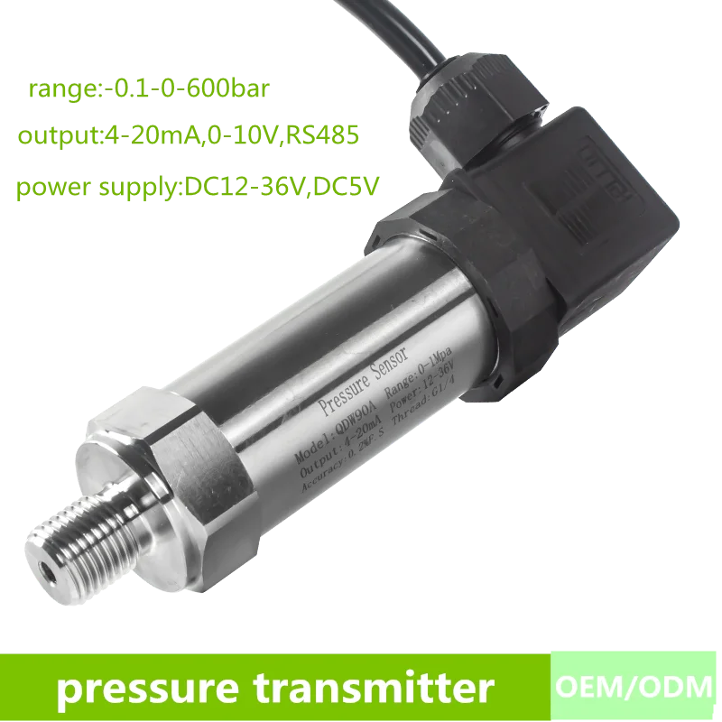 

Hersman 4-20mA Output Pressure Transmitter 24V Supply Water Gas Oil Liquid Sensor 100mbar 1bar 0.1Mpa 16bar 150psi 0-10V