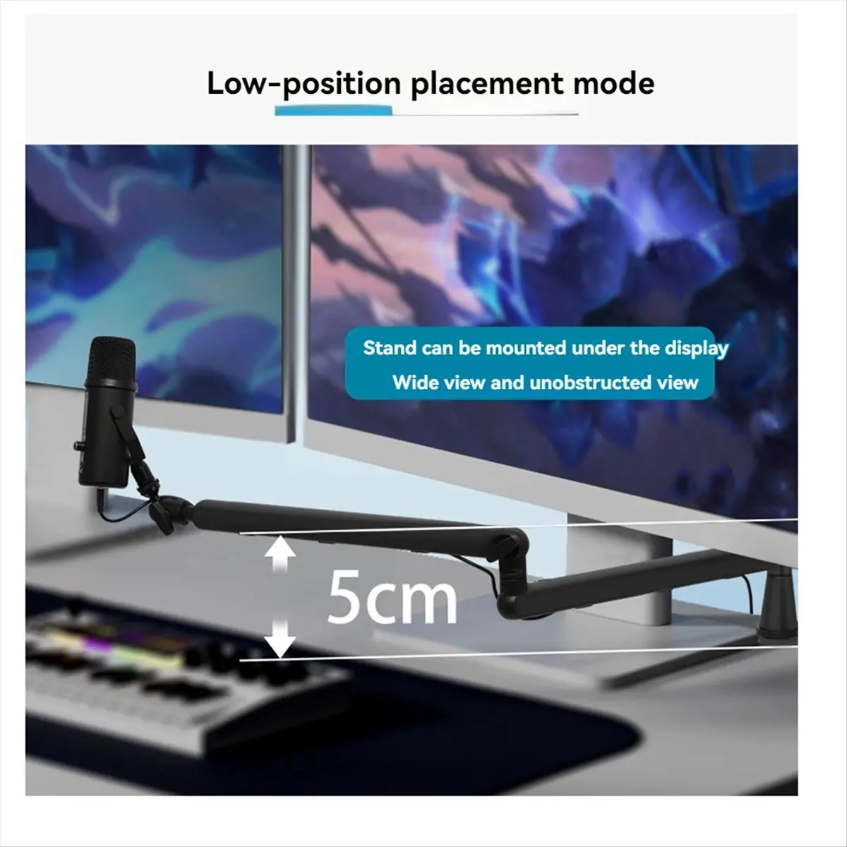 【ELEVATE LIFE】Mic Stand Desk, Heavy Duty Boom Arm Bear with Desk Mount Clamp, Adjustable Microphone Stand Desk, Desk Mic Stand