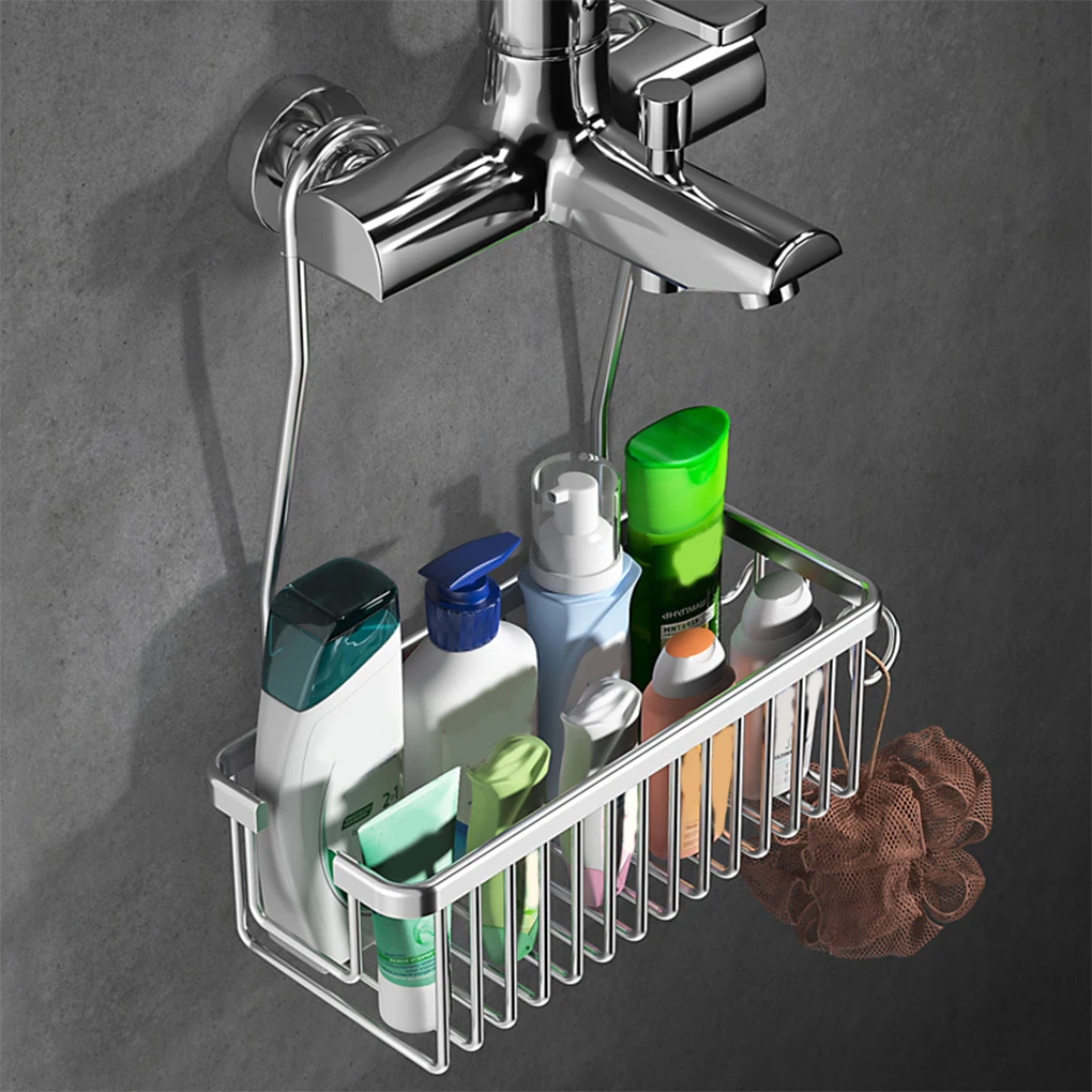 Bathroom Shower Rack Stainless Steel Multi-functiona No Punching Bathroom Shelf For Shower Gel Storage Hanging Basket