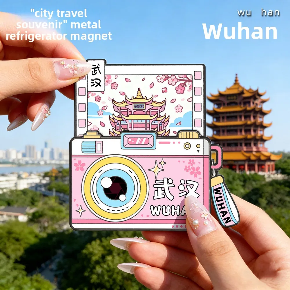 

3pcs Wuhan Camera Yellow Crane Tower Refrigerator Sticker Chinese Urban Home Decoration Tourism Commemorative Gift