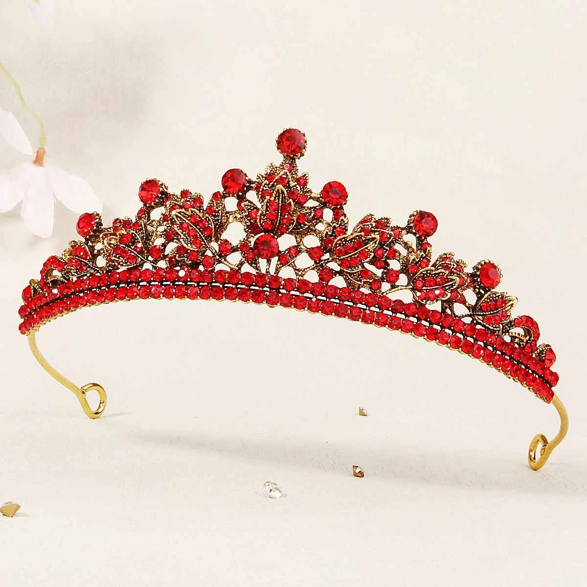 Halloween Vintage Prinzessin Königin Dunkle Krone Kopfbedeckung Kristall Tiara Für Frauen Rote Krone Haar Kleid Zubehör Schmuck – Detail 23