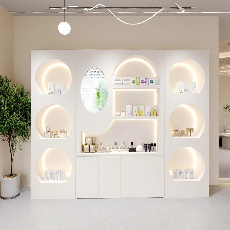 

Nordic Cosmetics Display Cabinet High-end Atmospheric Beauty Salon Product Shelf Skin Care Products Display Makeup Cabinet FYMC