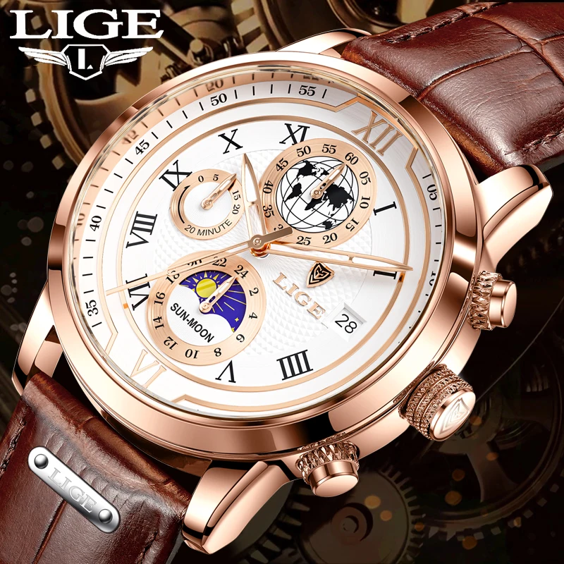 

LIGE Men's Watches Waterproof Sport Military Watch for Men Chronograph Fashion Quartz Wristwatches Calendar Clock reloj hommes