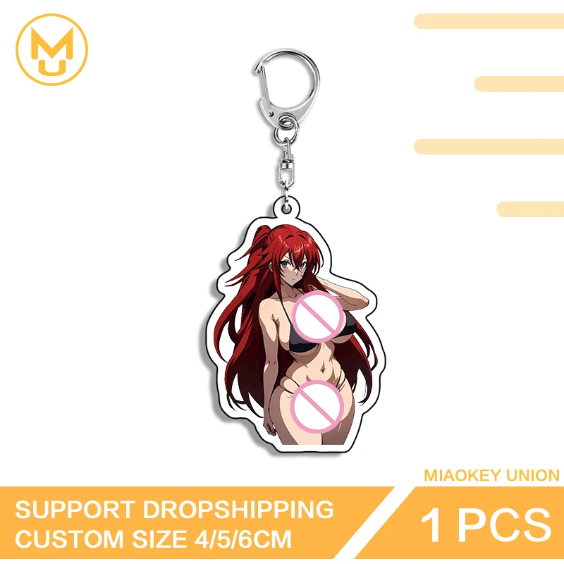 Rias Gremory Keyring Alluring Black Bikini Red Hair Big Chest Girl High Quality NSFW Pocket Pussy Double Sided Props Design
