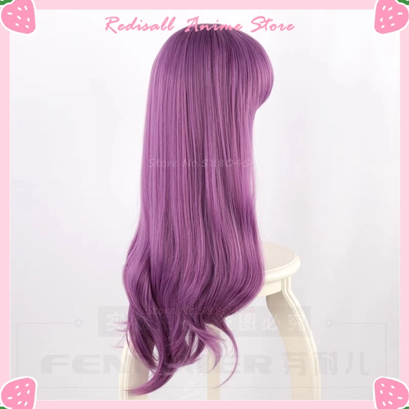 Kamishiro Rize-Perruque de Cosplay avec Frange, Rouge, Demi-Monture, Cheveux Ondulés Violets de 65cm de Long, Accessoire de Sauna