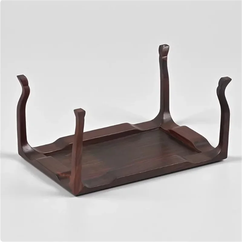 yesRectangle Redwood Carved Bonsai Display Pedestal, Horseshoe, Horseleg Shape, Vase Decoration, Statue Collection Base, Home
