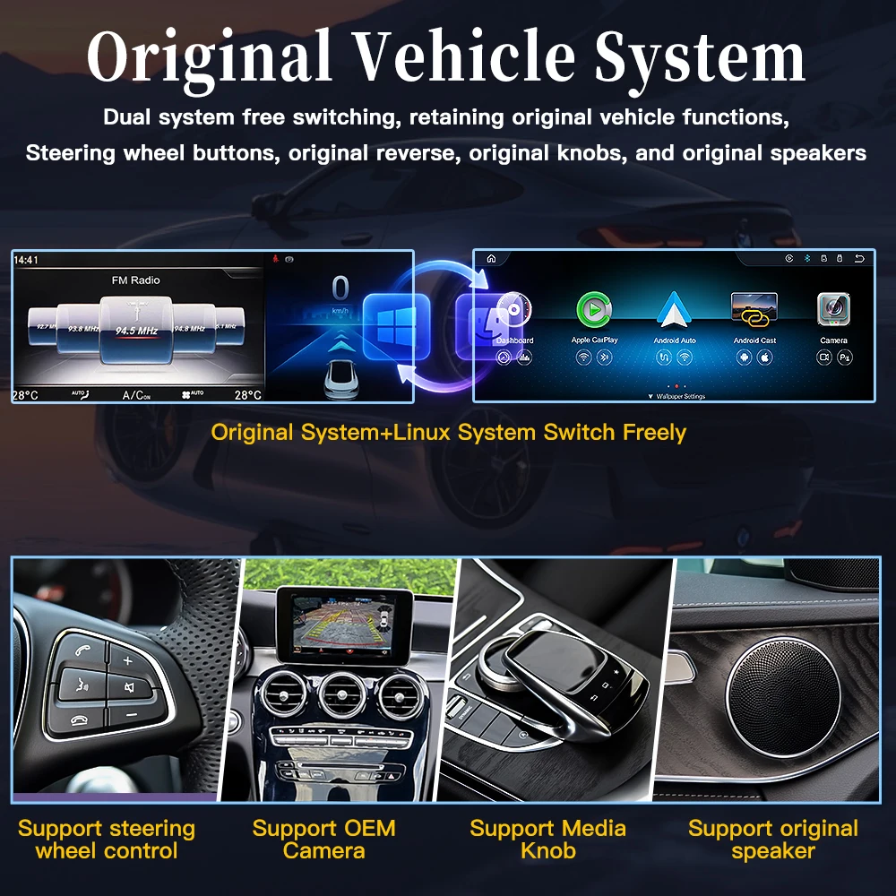 10.25 12.8Inch Linux Wireless CarPlay NTG5.0 Touch Screen Autoradio For Mercedes Benz GLC W205 X253 W447 Car Multimedia Player - view 5