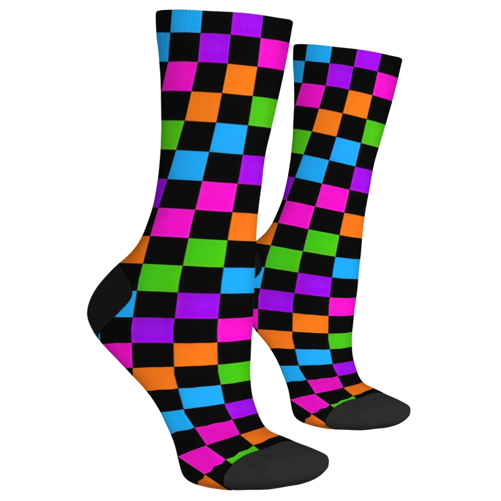 Colorful Checkered Retro Fashion Men's Socks Crazy Street Hip-Hop Funny Socks Breathable Non-Slip Outdoor Casual Sports Socks