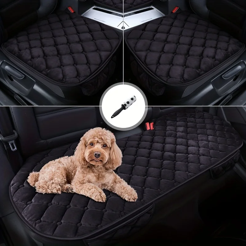 3pcs/set Pet Car Seat Covers With Pet Hair Remover, Car Seat Cushion Warm Seat Cushion Pad For Dogs