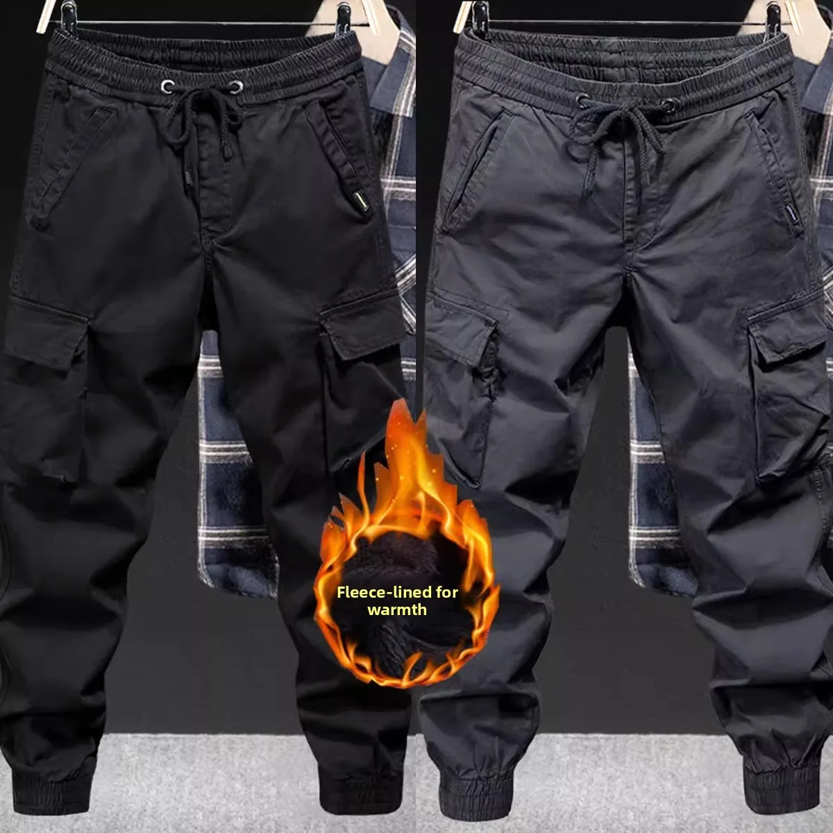 

Men's Fce Lined Work Trousers Cargo Pants Adjustable Waist Polyester Fiber Durable Comfortable Loose Fit Construction Site...