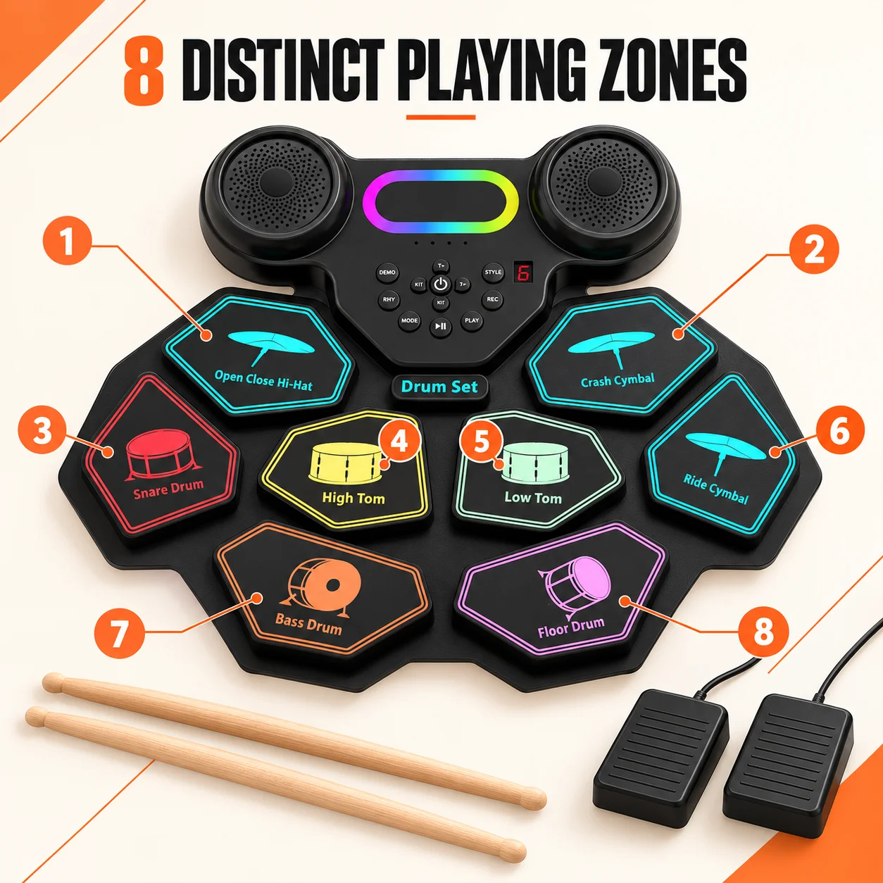 9 Pads Portable Electronic Dru - đánh giá và giá Electronic Drum Set Roll Up