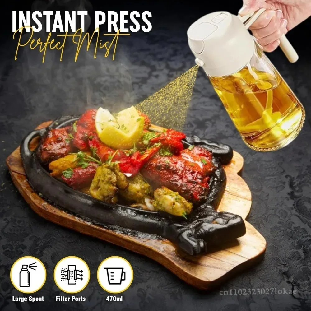 2 في 1 موزع زيت زجاجة بخاخ زيت المطبخ بخاخ زيت الزيتون للطبخ مستر للمقلاة الهوائية والشواء وقلي السلطة مع فرشاة #4